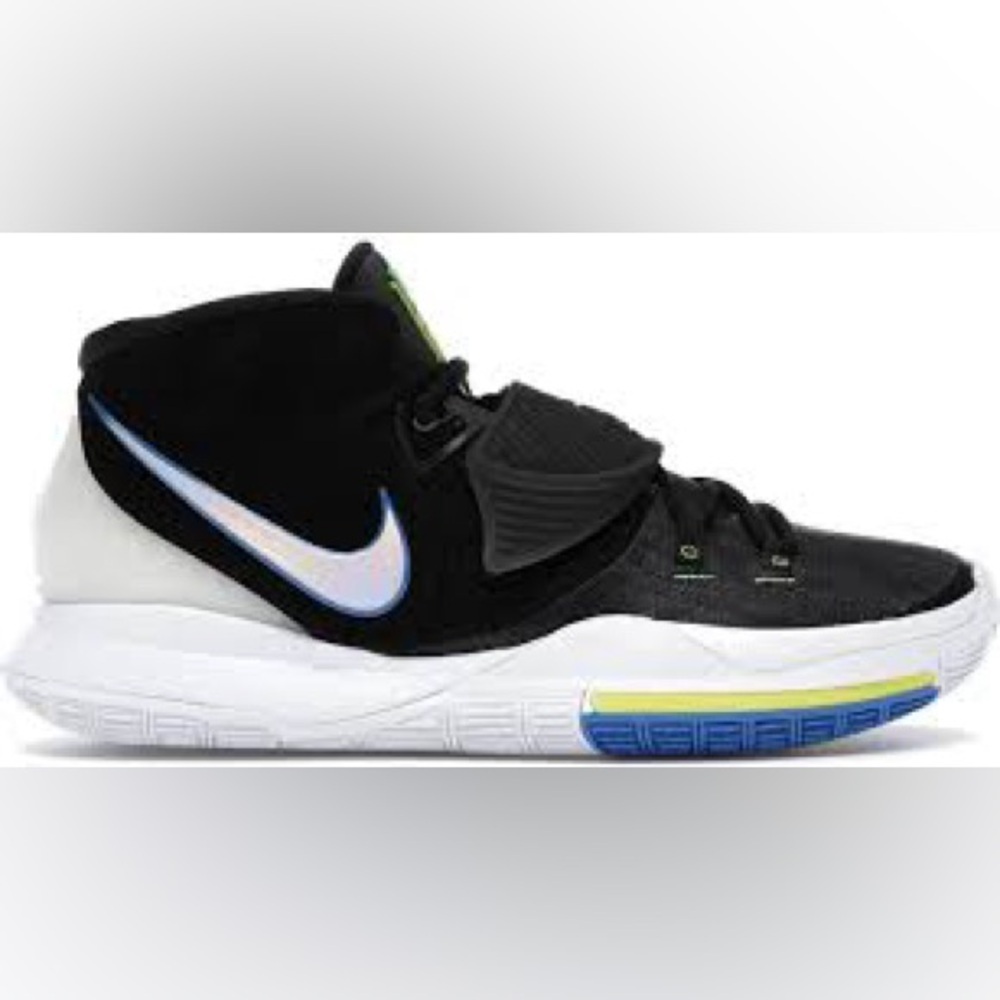 Nike‎ Kyrie 6 sneakers black white iridescent mens size 9.5 athletic activewear